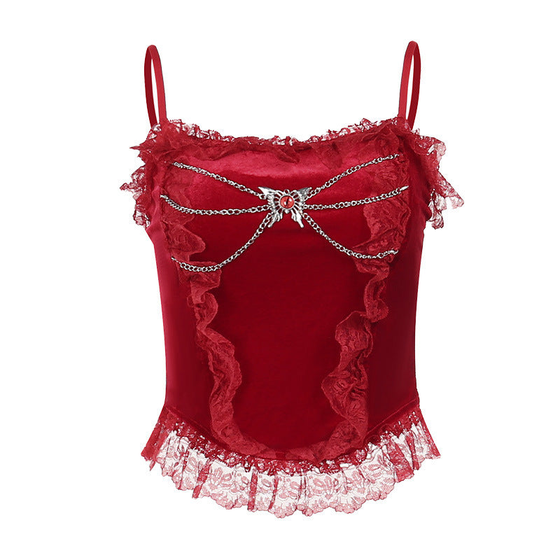 Metal Chain Velvet Camisole